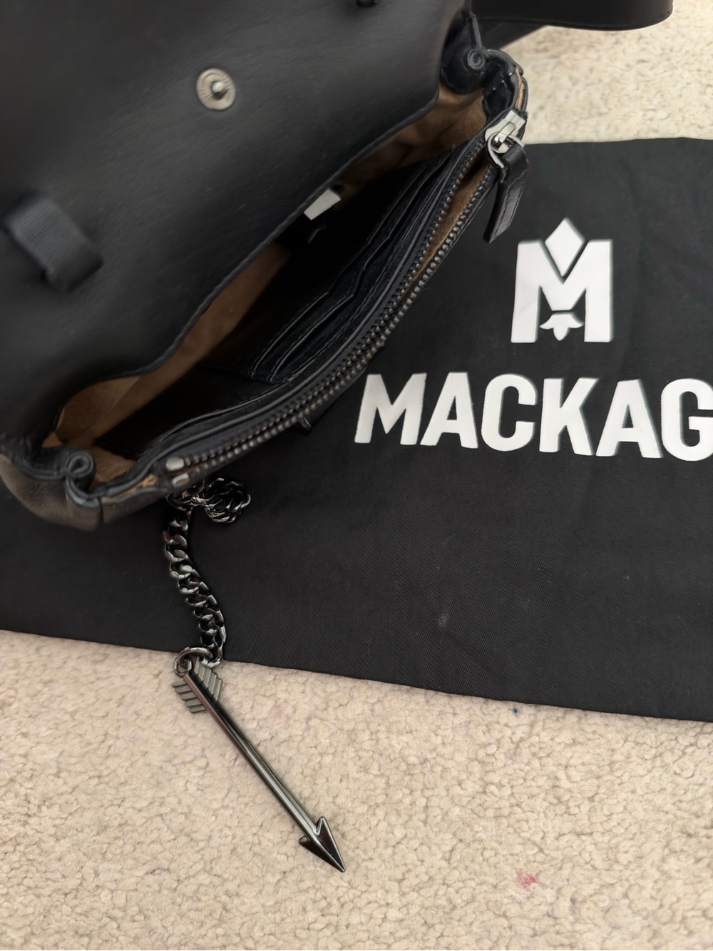 Mackage Black Pebbled Leather Convertible Crossbody Belt Bag - Picture 3 of 3